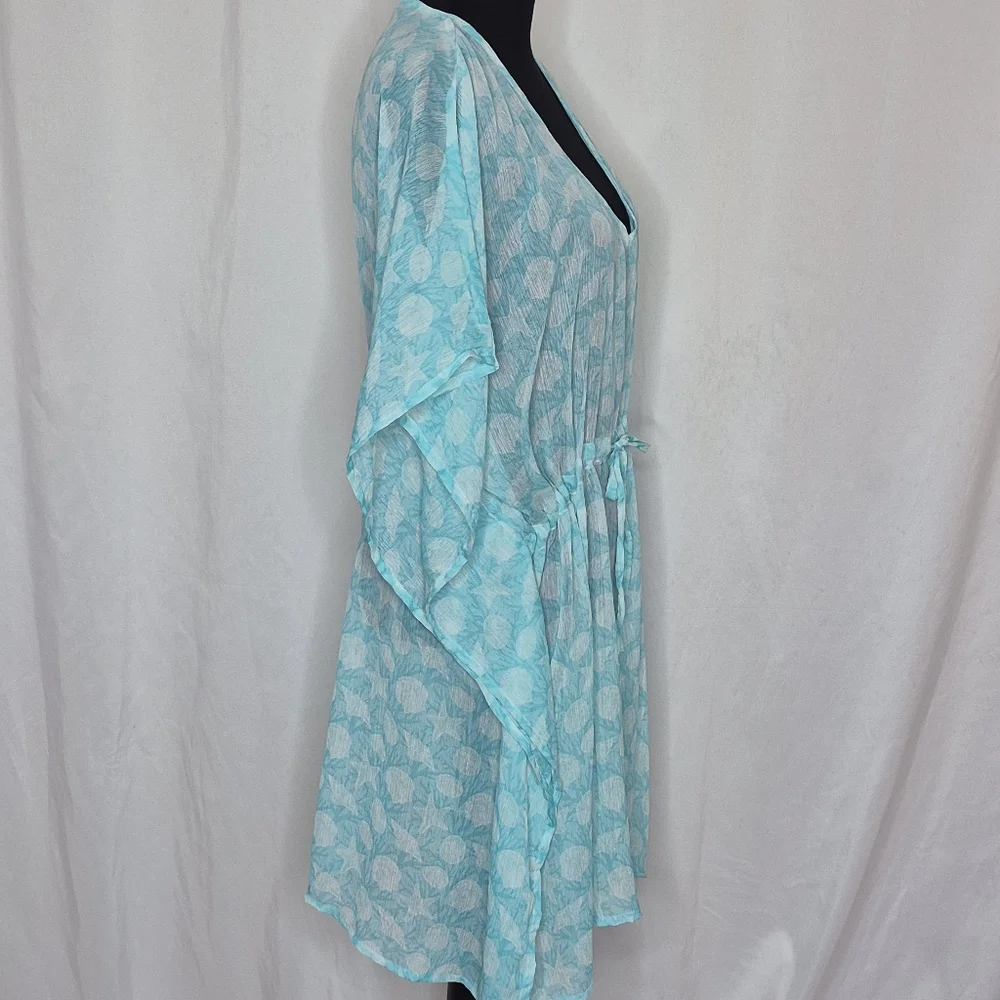 Just (Bee) Aqua Blue Seashell Beach Swim Coverup Sheer - Adjustable / One Size - Picture 3 of 12